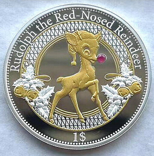 Read more about the article Kiribati 2016 Reindeer Rubby Dollar Gold Plated Silver Coin Proof
