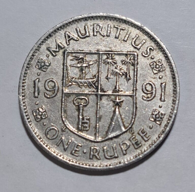 Read more about the article 1991 Mauritius 1 Rupee obv. Seewoosagur Ramgoolam Rev. Coat of Arms 7.5g 26.5mm