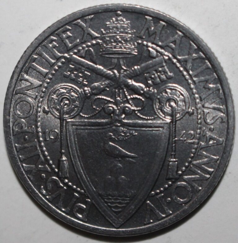 Read more about the article Vatican City 1 Lira Coin 1942 KM# 35 Pope Pius XII Pivs One Lire
