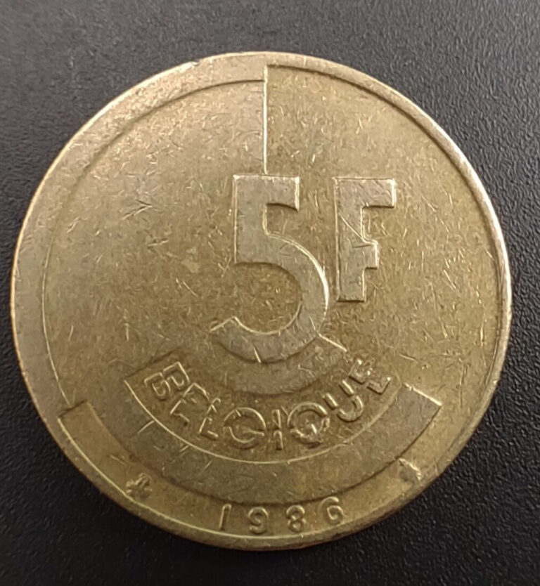 Read more about the article 1986 Belgium 5  Francs Brass