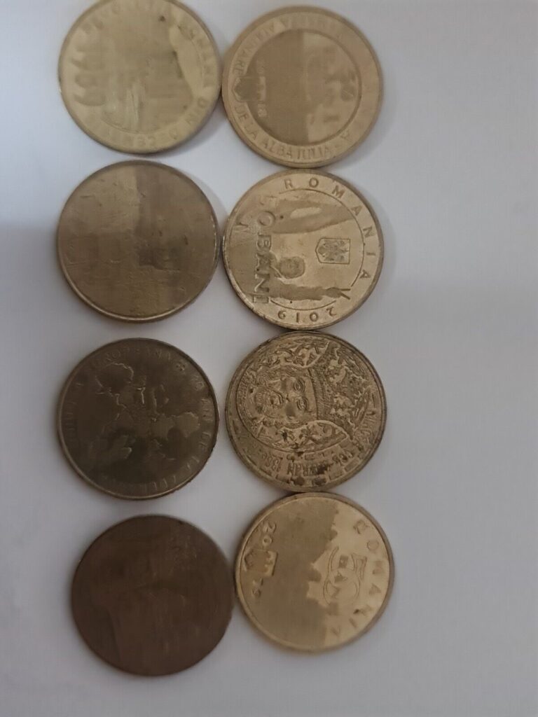Read more about the article Very Rare coins  Lot of 8 coins for collection Romanian 50 Bani Coin.