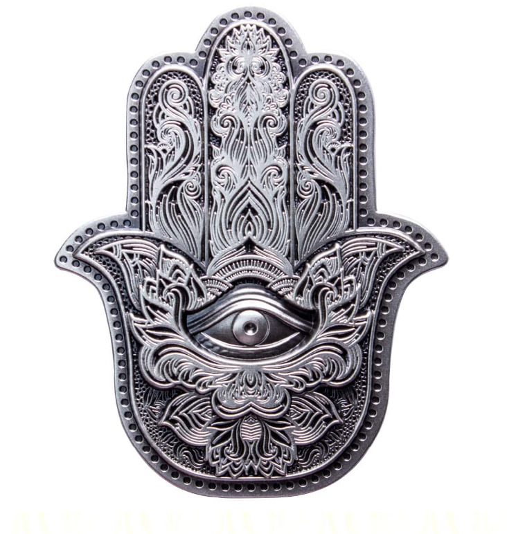 Read more about the article 2022 South Korea Hamsa Hand of Fatima 2oz Silver Antiqued Stacker