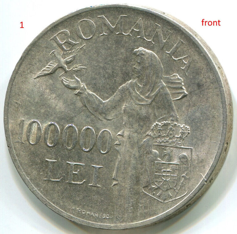 Read more about the article Romania C155 1946  100000 Lei KM#71 Mihai I  high grade silver coin