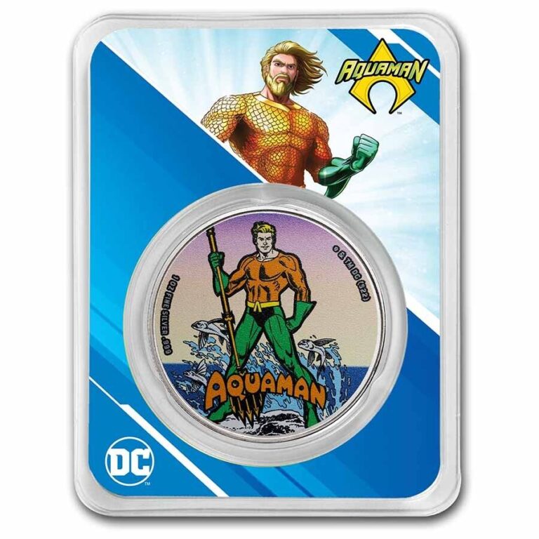 Read more about the article 2023 Samoa 1 oz Silver DC Comics Aquaman Colorized with TEP – SKU#263100