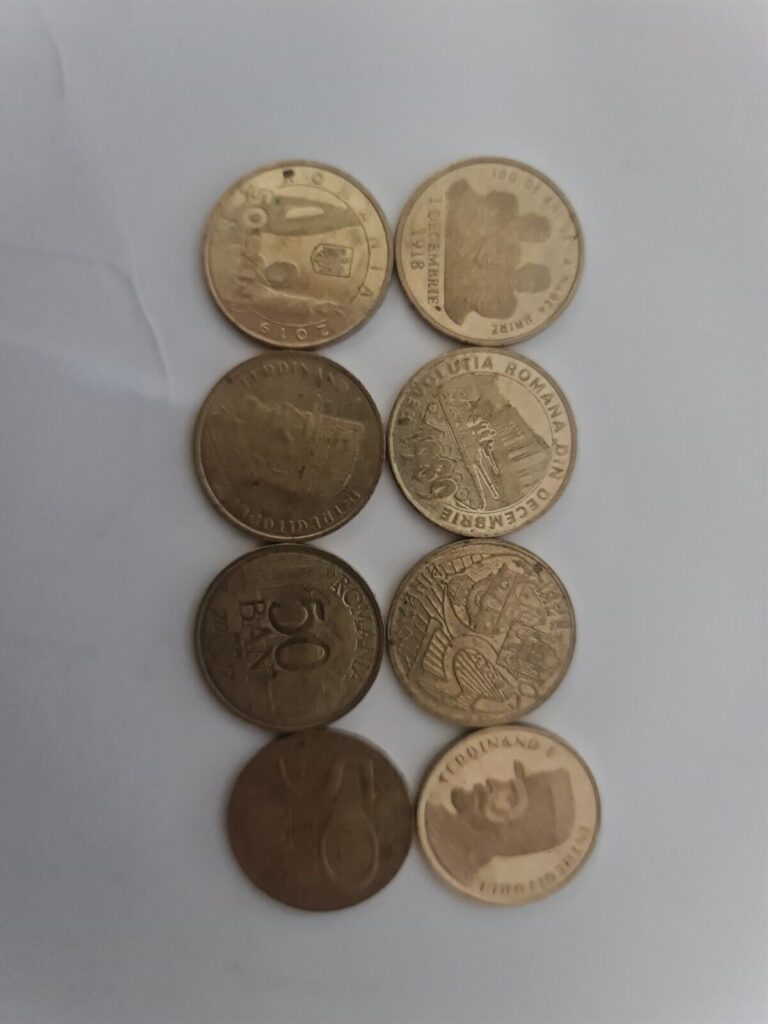 Read more about the article Very Rare coins  Lot of 8 coins for collection Romanian 50 Bani Coin.