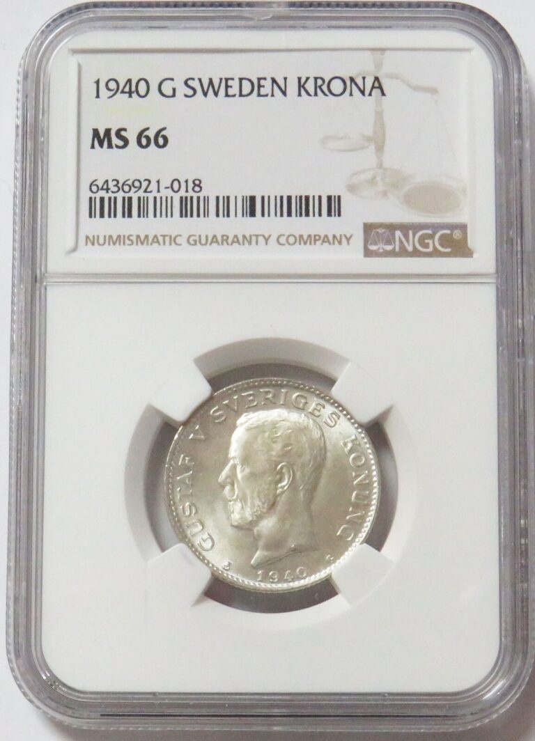 Read more about the article 1940 G SILVER SWEDEN 1 KRONA GUSTAF V COIN NGC MINT STATE 66