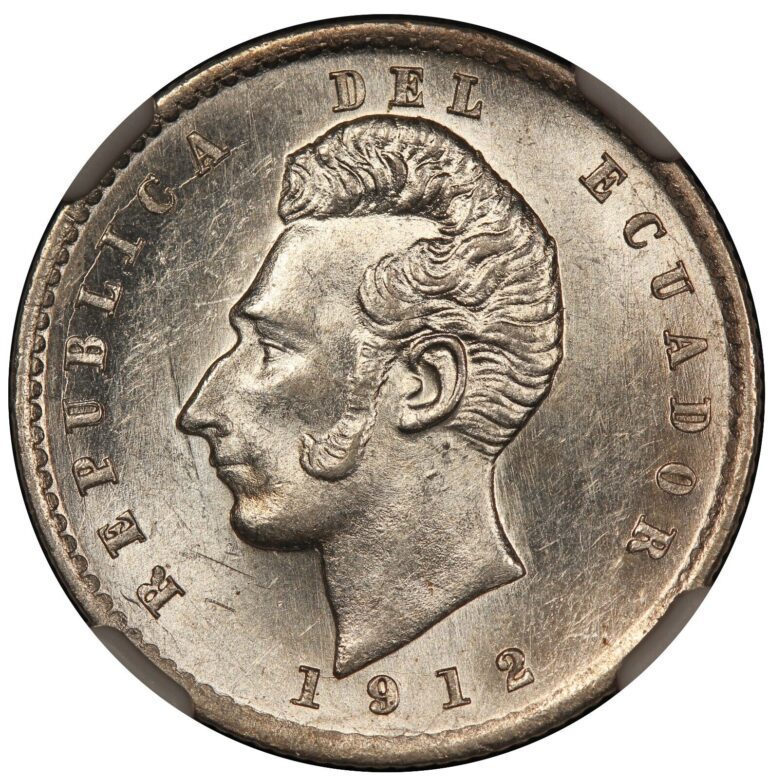 Read more about the article 1912 FG Ecuador Lima 2 Decimos Silver Coin – NGC MS 61 – KM# 51.3