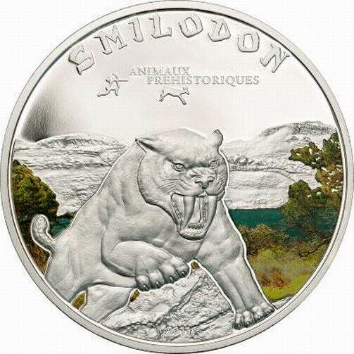 Read more about the article Ivory Coast 2011 Smilodon 1000 Francs Silver Coin Proof