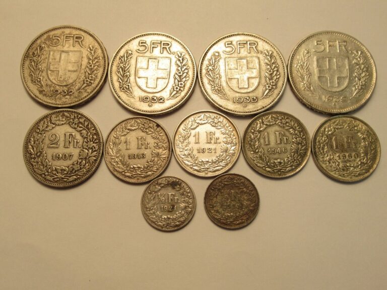 Read more about the article Lot of 11 Switzerland Silver Coins  mix dates and denominations