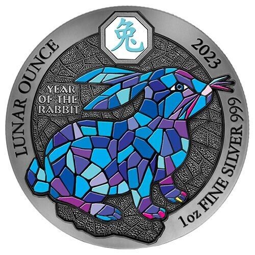 Read more about the article 2023 50 Francs Rwanda AZURE YEAR OF THE RABBIT 1 Oz Silver Coin.