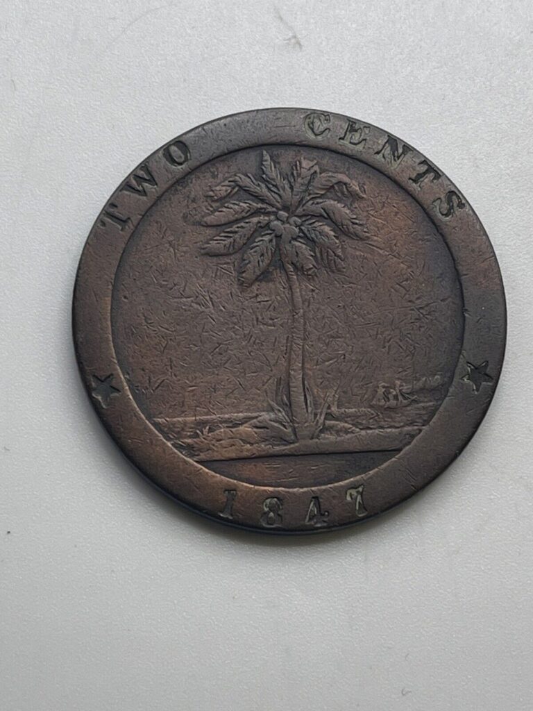 Read more about the article Liberia 1847 Two Cents Copper Nice