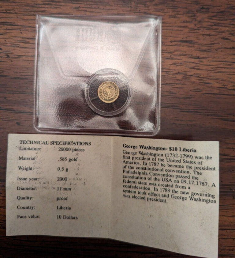 Read more about the article 2000 George Washington $10 Liberia Gold Coin .585 Gold