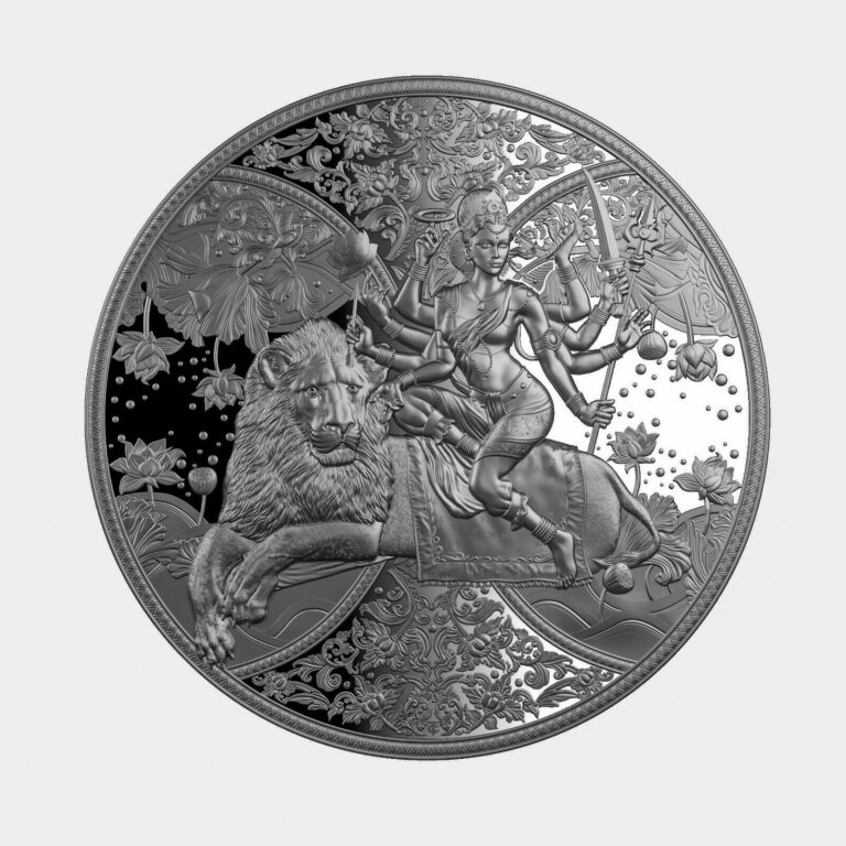 Read more about the article 2023 Cameroon Hindu Goddess Durga on Lion 1 oz BU .999 Silver Coin in Capsule