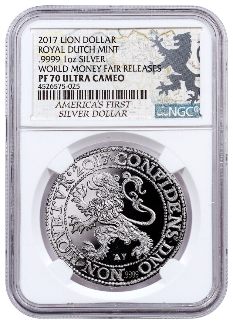 Read more about the article 2017 Netherlands Money Fair Lion Dollar 1 oz Proof Silver NGC PF70 UC