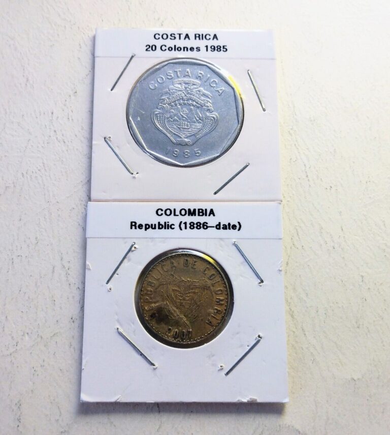 Read more about the article World Coins-Costa Rica 20 Colones  Colombia 100 Pesos–(2 Collectible Coins–#72