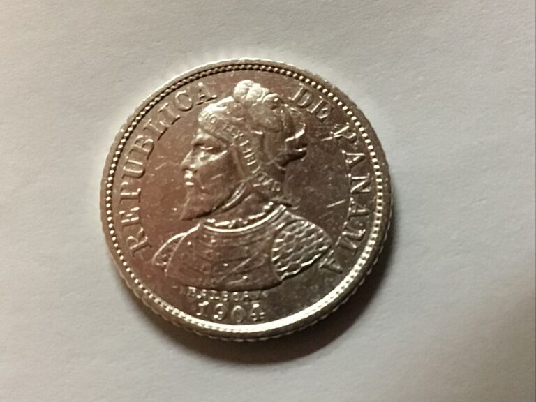 Read more about the article 1904 Panama 5 Centesimos KM-2 Silver High Grade