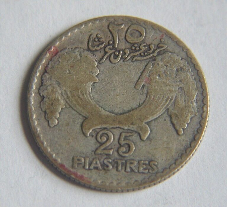 Read more about the article 1929  Lebanon  Republic  25  Piastres    Lebanese  Silver  Coin  Coins