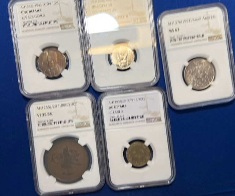 Read more about the article Lot Of 5 NGC Coins Egypt  Saudi And Turkey Ottoman