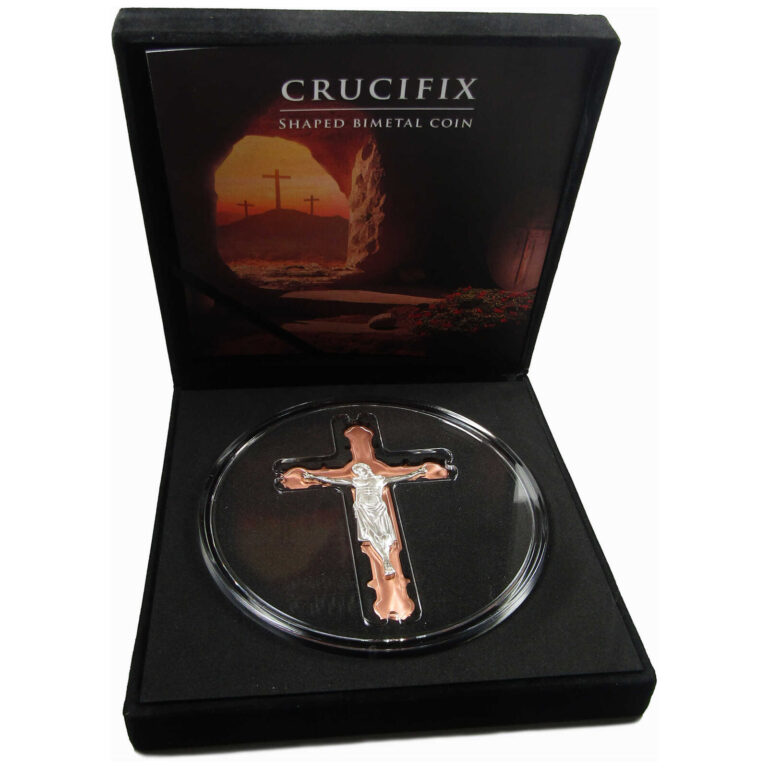 Read more about the article Crucifix Shaped Bimetal Coin .999 Silver/Copper Cameroon COA SKU:OPC98