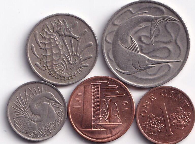 Read more about the article Lot of 5 Singapore coins  1  5  10  and 20 cents   1967- 1995  swordfish