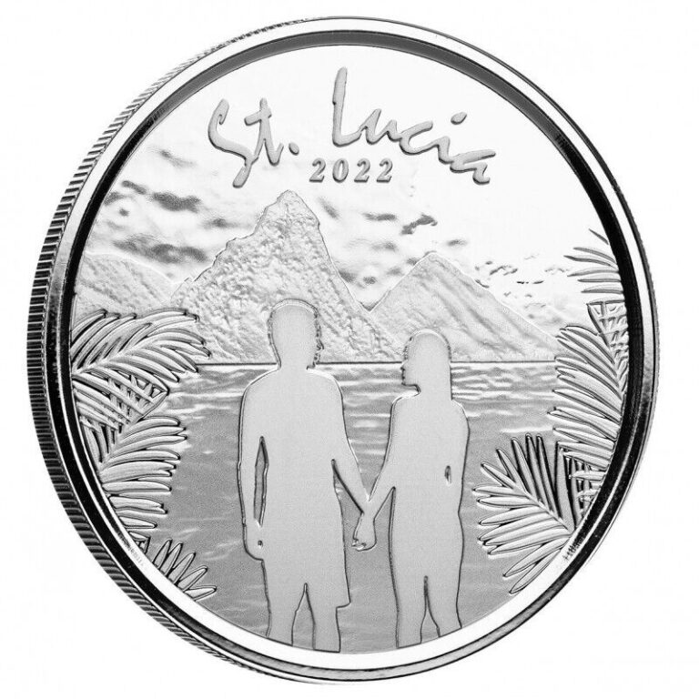 Read more about the article St. Lucia 2 Dollars 2022 Couple 1 oz Silver *St/Bu*