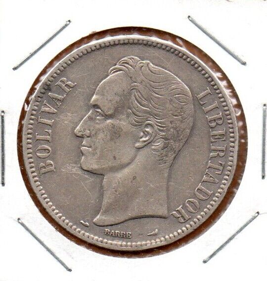 Read more about the article Venezuela  Coin “Fuerte” 5 Bolivares Bs 1912 Silver .900 37.2mm 25gr. KM#24