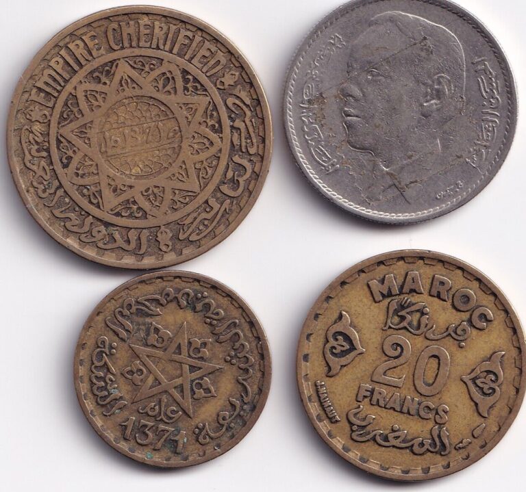 Read more about the article Lot of 4 Morocco coins  10  20  and 50 francs  1 dirham  1952- 1965