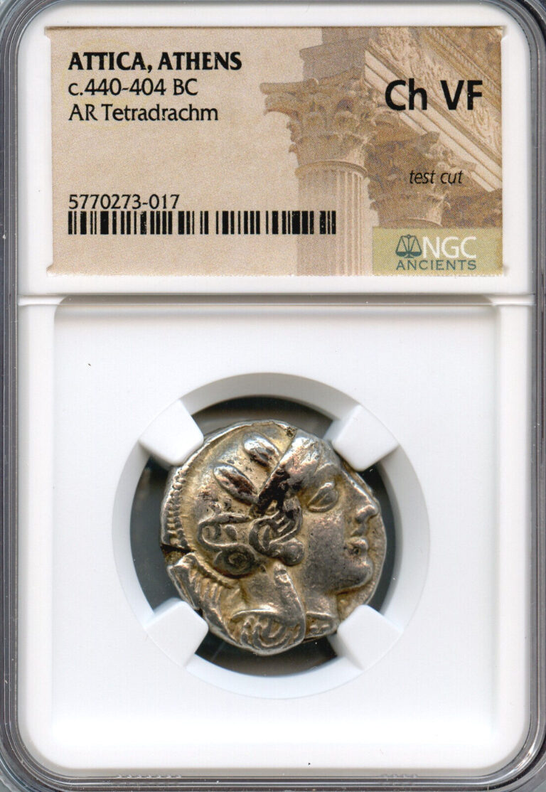 Read more about the article Greek Athens   Athena  Owl AR Tetradrachm Silver Coin 5th-4th BC NGC Choice VF