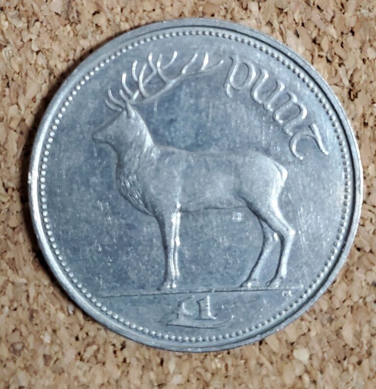 Read more about the article Ireland 1990   1 Punt / 1 Pound  Deer Elk Irish Coin