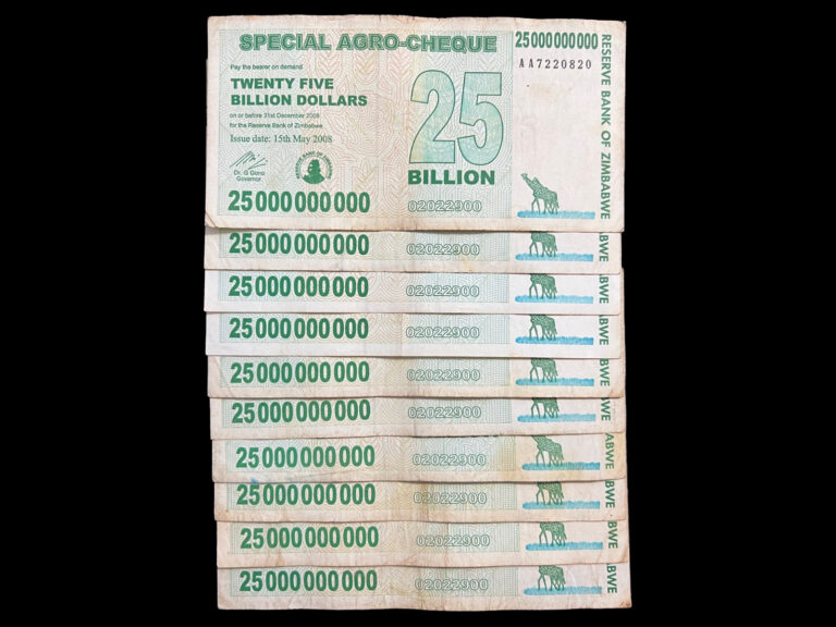 Read more about the article 10 Zimbabwe 25 Billion Dollar Agro Cheque Bill Banknote Money – Pre Trillion