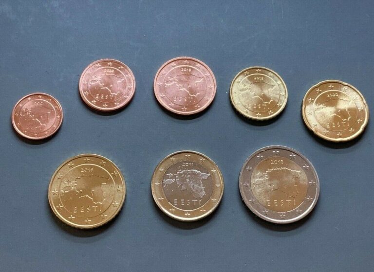 Read more about the article ESTONIA UNC EURO 8 Coin Set. 1 cent to 2 EUR. New from rolls. Random years!