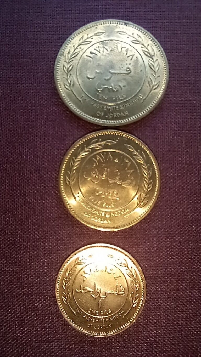Read more about the article 🇯🇴 UNC 3 Coins  1978  1984 Jordan  Hussein 1  5 10 fils  with tracking number
