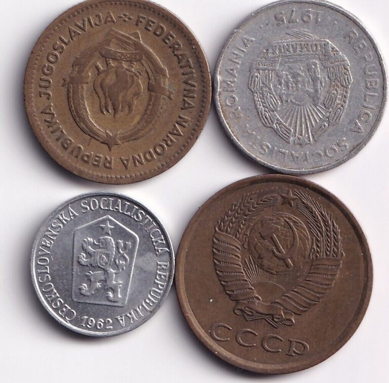 Read more about the article Lot of 4 Communist Europe coins  Yugoslavia  Romania  USSR  Czechoslovakia