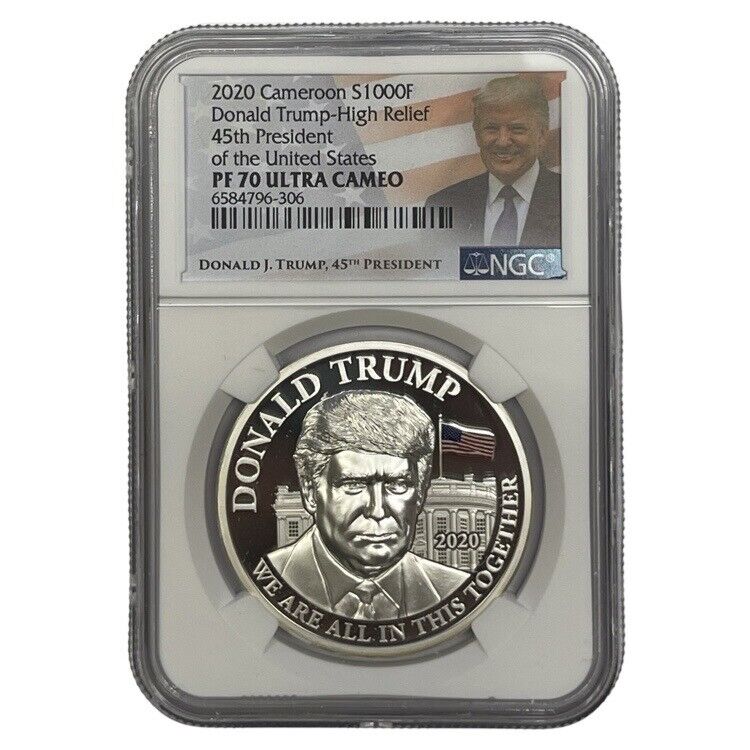 Read more about the article 2020 CAMEROON PROOF SILVER DONALD TRUMP NGC PF70 ULTRA CAMEO HIGH RELIEF