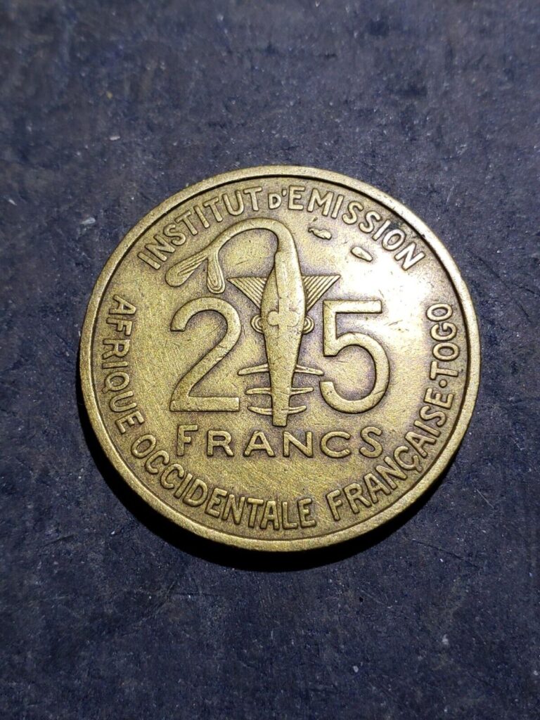 Read more about the article 1957 French West Africa 25 CFA Francs (Togo) Coin  #apr131