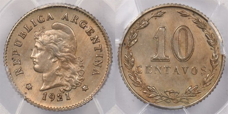 Read more about the article Argentina 1921 10 Centavos PCGS MS 64 PI0019 combine shipping