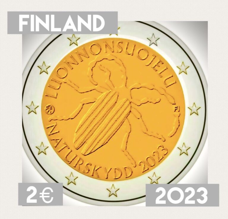 Read more about the article Finland 🇫🇮 coin 2€ euro 2023 UNC 1st nature conservation law insect bee animal