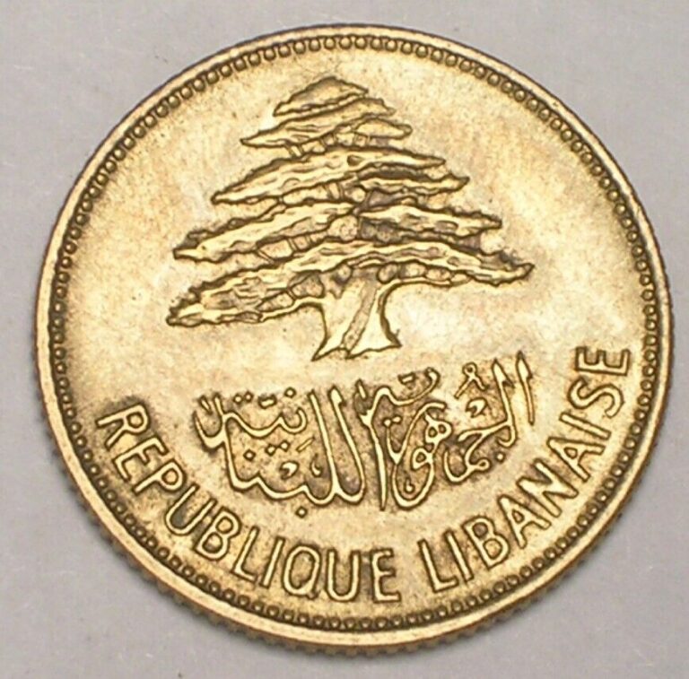 Read more about the article 1961 Lebanon Lebanese 25 Piastres Cedar Tree Coin XF