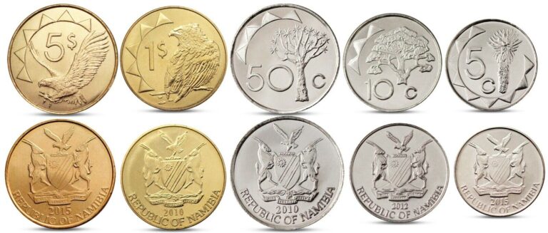 Read more about the article NAMIBIA 5 COINS SET 5 – 50 CENTS  1  5 DOLLARS BIRDS 2010 2015 UNC