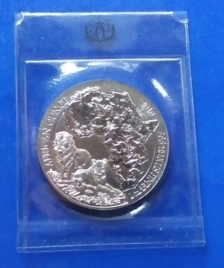 Read more about the article RWANDA silver ounce  50 francs / lions! / 1 oz original holder S50F