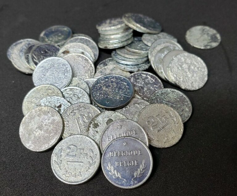 Read more about the article 1944 BELGIUM 2 FRANCS STRUCK ON 1943 STEEL LINCOLN WHEAT CENTS ROLL 50 COINS LOT