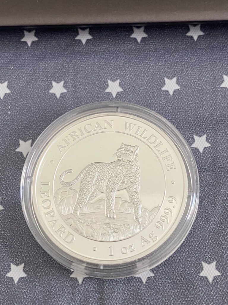 Read more about the article 2022 Somalia 1 oz Silver African Wildlife Leopard BU Mintage 30 000 ONLY!