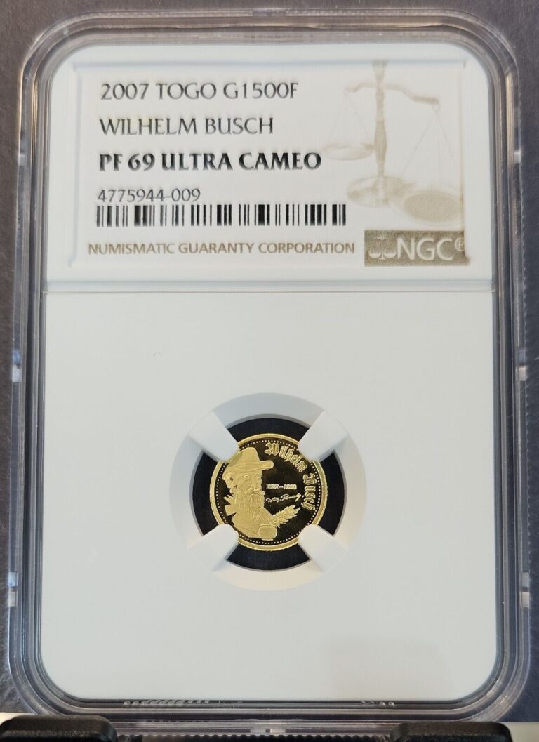 Read more about the article 2007 TOGO GOLD 1500 FRANCS G1500F WILHELM BUSCH NGC PF 69 ULTRA CAMEO TOP POP