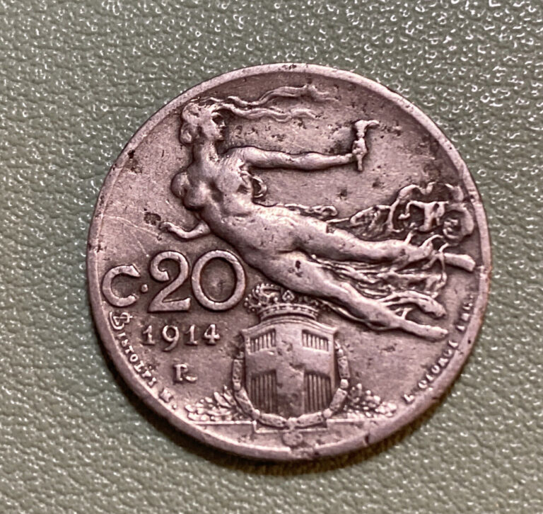 Read more about the article World Coins  Italy Coin  20 Centesimi 1914 Coin Flying Nude