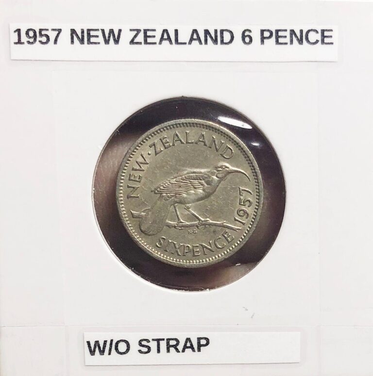 Read more about the article 6 Pence 1957 NEW ZEALAND  WITHOUT STRAP WORLS COIN