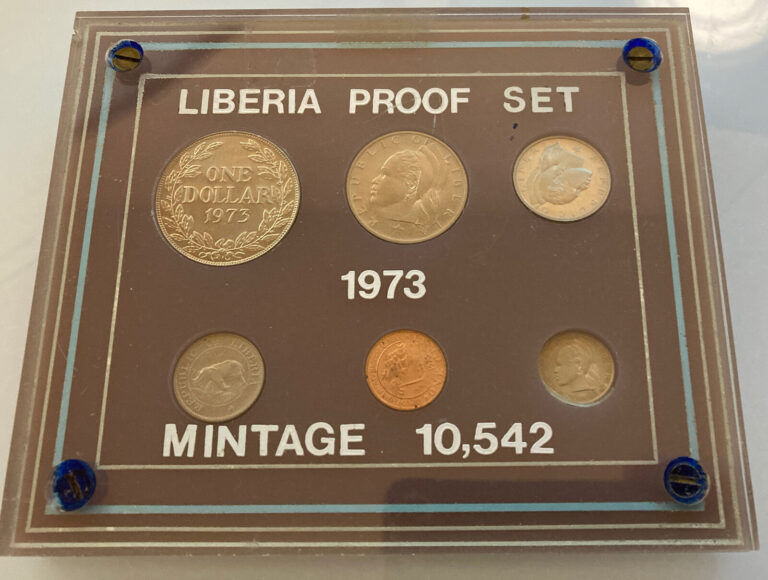 Read more about the article 1973 Liberia Proof Set 6 Coins Mintage 10 542 Rare