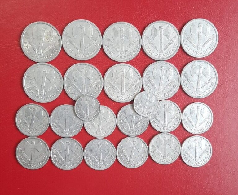 Read more about the article Vichy France Lot of 24 Coins WWII Era Occupation Coins 1  2 Francs 50 Centimes