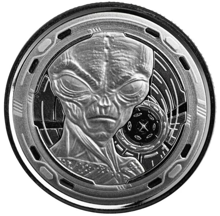 Read more about the article 2022 1/2 oz Silver Republic of Ghana Alien UFO Coin BU – In Capsule