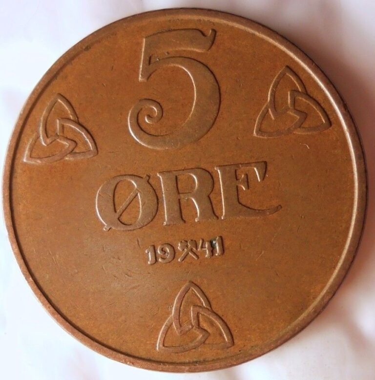 Read more about the article 1941 NORWAY 5 ORE – Excellent Vintage Coin – FREE SHIPPING – Norway Bin #4