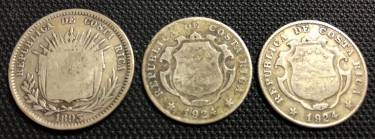 Read more about the article 🇨🇷COSTA RICA SILVER COINS x3 • 1893 (1923) and 1924 (x2) • PLUS BONUS •